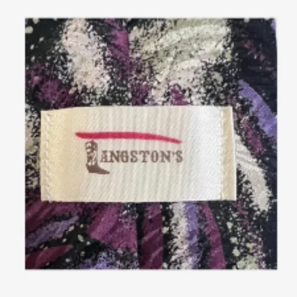 Langston's Men Tie Classic Cut Abstract Design 100% Silk Burgundy/Purple/Black - Picture 3 of 5